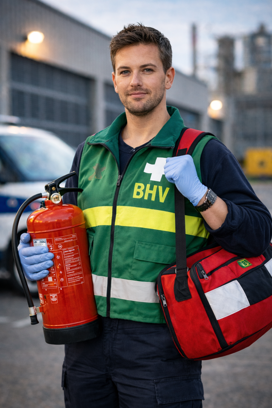 Professionele bedrijfshulpverleners voor kantoren, logistieke centra en industriële locaties.